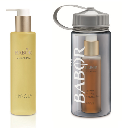 An invigorating and refreshing herbal extract for dry skin. Designed for use with HY-ÖL. Available now as a special-price set for a short time only, while stocks last. Comes with a free gift. Cleansing Set Hydro Base with drinks bottle