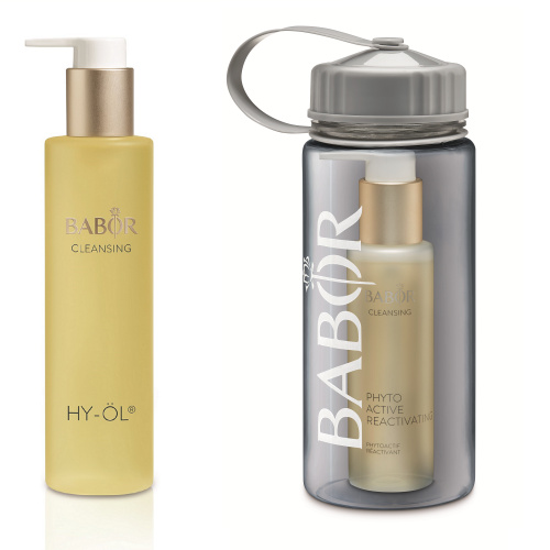 An invigorating and refreshing herbal extract for tired skin in need of regeneration. Designed for use with HY-ÖL. Available now as a special-price set. Comes with a free gift. Cleansing Set Reactivating with drinks bottle